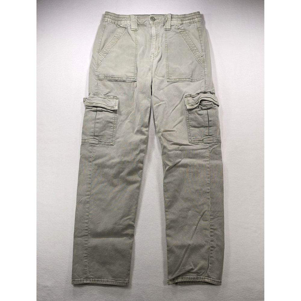 American Eagle Women 10 Cargo Pants Sage Green Stretch Straight Utility Pockets